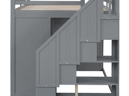 Loft Bed With Built In Wardrobes, Cabinets And Drawers