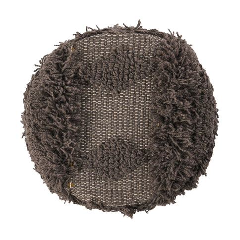 Roja - Handcrafted Wool & Cotton Foot Stool With Eucalyptus Wood Frame - Dark Brown