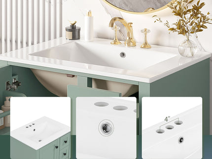 Bathroom Vanity With Integrated Basin, Soft Close Drawers, Door Mounted Double Layer Shelf