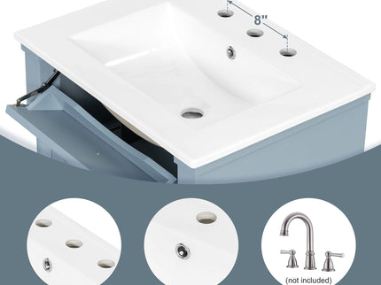 Freestanding Bathroom Vanity With Sink, Adjustable Shelf & Flip Drawer
