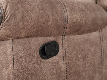 Dollum - Two Tone Nubuck Manual Recliner Sectional Sofa With USB Port Cupholder Console