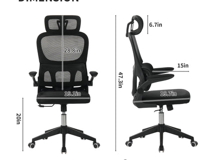 High Back Ergonomic Swivel Rolling Office Chair With Tilt Function, 3D Headrest, Lumbar Support - Black