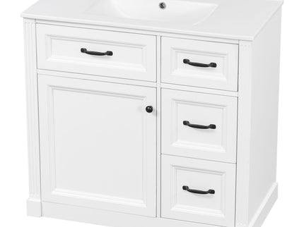 Modern Bathroom Vanity With Sink, 4 Drawers, Soft-Close Door, Adjustable Shelf