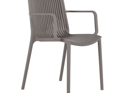 4 Modern Stackable Plastic Armchair Matched With Round Table