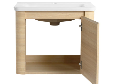 Wall Mounted Bathroom Vanity With Sink, Storage Shelves & Soft Close Door