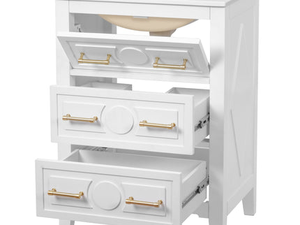 Bathroom Vanity With Sink, Free Standing Single Set, 3 Drawer Storage Cabinet