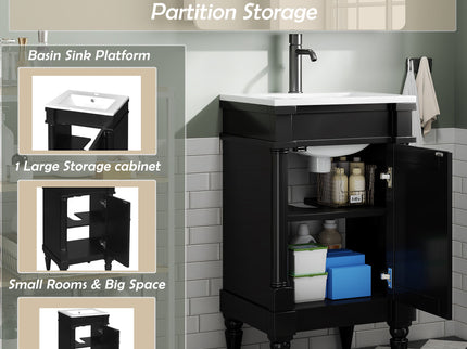 Bathroom Vanity With Sink, Storage Cabinet With Door, Drop In Sink, Compact Freestanding Design