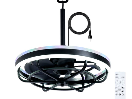 Ceiling Fan Light LED Light Source And Remote Control, 3000 - 6500K Dimmable LED Fan Light, 6 Speeds, For Living Room - Matte Black