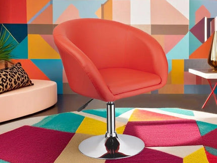 Adjustable Swivel Barrel Chair For Dining Room - Red