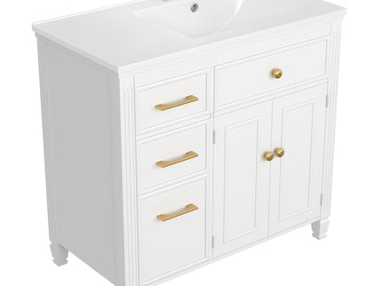 Bathroom Vanity With Sink, 1 Tip Out Drawer, 3 Side Drawers, Adjustable Shelf