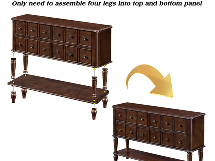 Console Table, Entryway Sofa Table With 4 Storage Drawers And Open Shelf - Espresso
