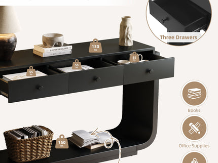 Console Table With 3 Drawers, Display Shelf