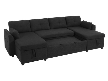U-Shaped Sectional Sofa Bed With Storage And USB Ports