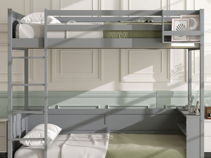 Bunk Bed With Built In Shelves, Storage Box, LED Light And USB Charging Station