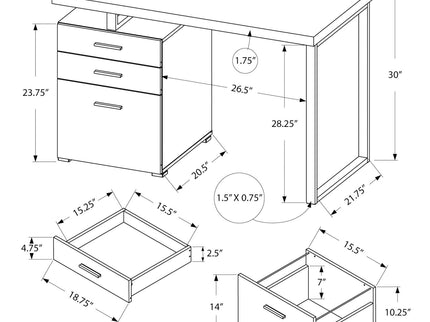Computer Desk Left Right Set-Up Storage Drawers For Home Office