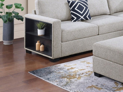 Contemporary Sectional Sofa 4 Piece Set With Built In Shelves L - Shaped Design
