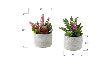 Artificial Succulent, Table Decor (Set of 2) - Green / Gray - Plastic