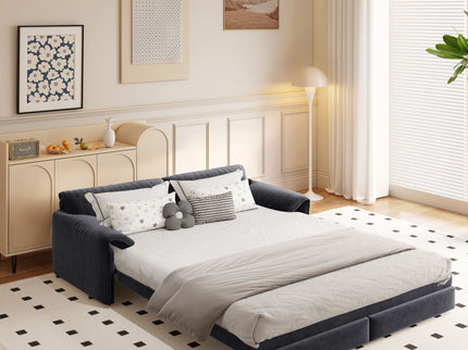 Queen Pull Out Sofa Bed With Side Storage
