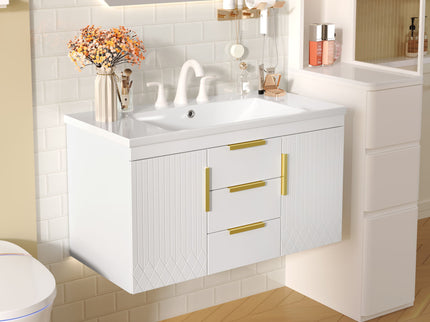 Wall Mounted Bathroom Vanity With Sink, Floating Storage Cabinet With 2 Drawers