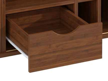 Fluted Liquor & Coffee Bar Cabinet With 6 Wine Racks And 3 Glass Holders