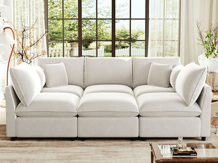Modern Sectional Sofa U-Shaped With Movable Ottoman Storage Armrests And USB Ports