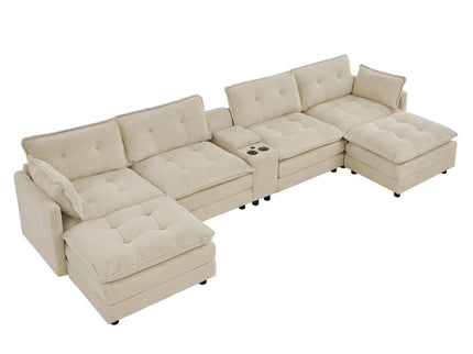 Oversized Modular Sectional Sofa With Multi Functional Console