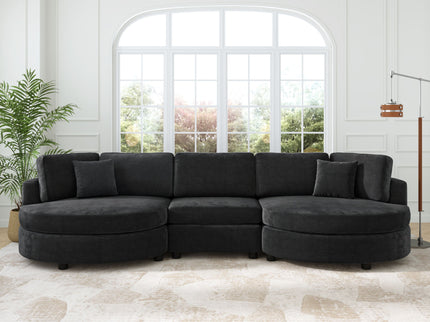 Modern 3 Seater Upholstered Sofa With Curved Design
