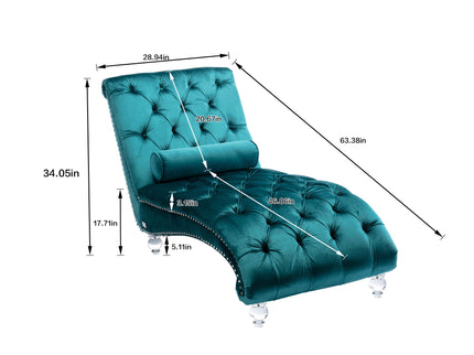 Chaise Lounge Indoor, Button Tufted Upholstered Chaise Lounge Chair With Pillow