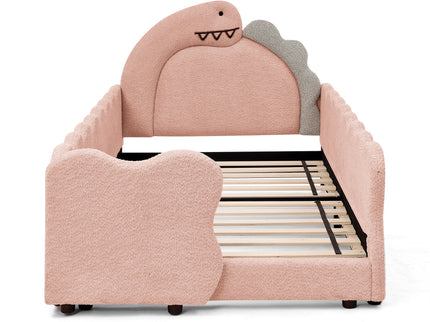 Cute Dinosaur Shaped Bed With Safety Guardrail, Toddler Frame