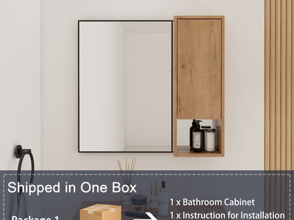 10" Wall Mounted Storage Cabinet, Bathroom Cabinet With Soft Close Door - Imitative Oak