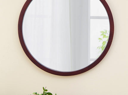Circle Wall Mirror With Wooden Frame, Wall Mirror For Living Room