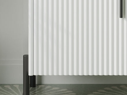 Fluted Bathroom Vanity With Ceramic Sink, Freestanding Design