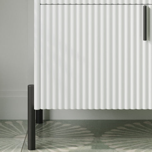 Fluted Bathroom Vanity With Ceramic Sink, Freestanding Design