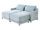 Light Blue / 3 Pc. 2 Seater Sectional, 2 Ottomans