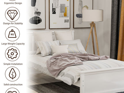 Platform Bed With Headboard, Footboard And Wood Slat Support