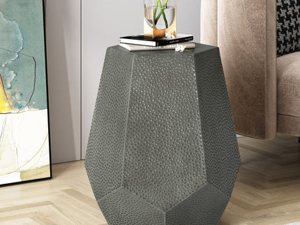 Modern Hammered Iron Geometric End Table