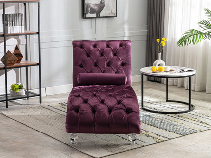 Chaise Lounge Indoor, Button Tufted Upholstered Chaise Lounge Chair With Pillow