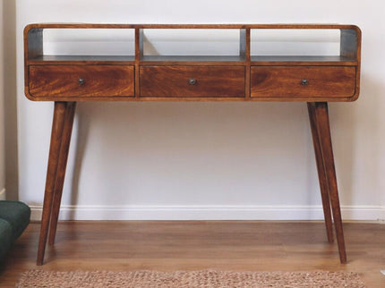 Triple Curved Console Table - Brown