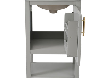 Modern Bathroom Vanity With Sink, Soft-Closing Door And Open Shelf