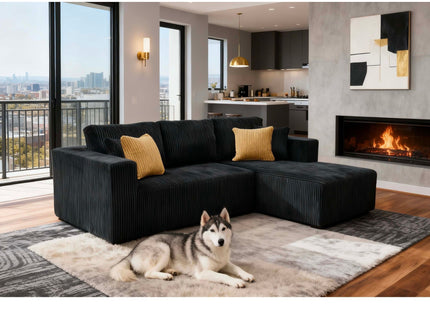 L - Shape Full Compressed Upholstered Sectional