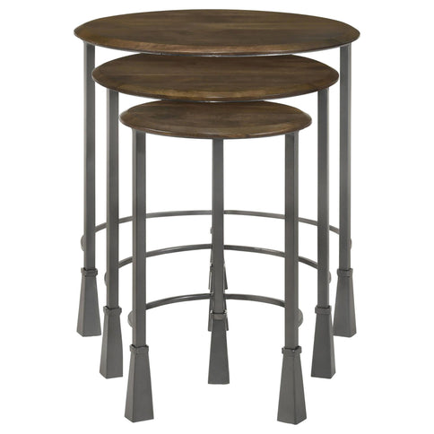 3 Piece Nesting Table Set - Brown