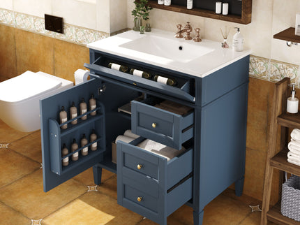 Bathroom Vanity With Top Sink, 2 Drawers & Tip Out Drawer