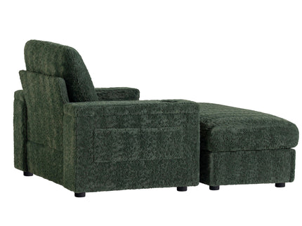 Oversized Chaise Lounge Indoor Rabbit Fur Sofa Bed With Storage Ottoman And Armrests Cup Holders With Deep Seat