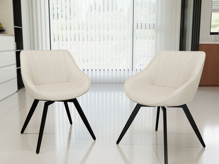 Round Coffee Table With 2 Dining Chairs Set, Ring Striped Design - Beige / Wood