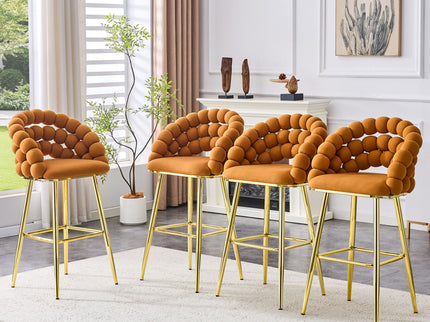 Bubble, Ball Chain Tufted Bar Chairs For Kitchen Island & Home Bar (Set of 2)