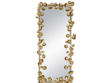 Full Length Mirror With en Leaf Accents, Floor Miiror For Living Room Bedroom - Gold