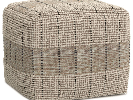 Elmer - Square Woven Pouf - Natural / Gray