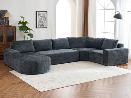 U-Shaped Oversized Modular Cloud Sectional Sofa With Deep Seat For Living Room