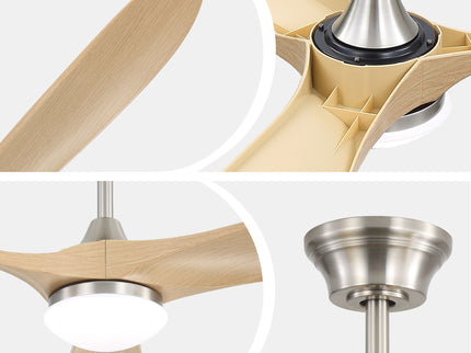 Smart Ceiling Fan With Lights, 3 Blades, Reversible Quiet DC Motor For Indoor