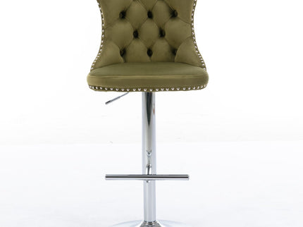 Swivel Barstools Adjusatble Seat Height From 25-33", Modern Upholstered Base Bar Stools With Backs Comfortable Tufted For Home Pub And Kitchen Island (Set of 2)